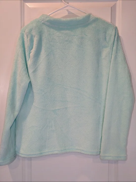 Disney Star Wars Grogu Baby Yoda Plush Fleece Sweatshirt Pajama Top M Mint Green - Picture 2 of 8